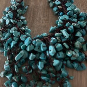 Corded choker length turquoise necklace